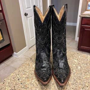 Ladies Black Corral Cowboy Embroidered Boots size 10D